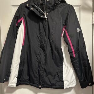 Women's Athletic Black and White Jacket with Pink Accents, ZeroXposur
